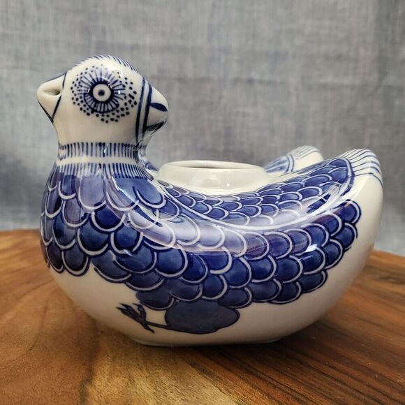 Chinese Joined Pair of Ducks Water Dropper Blue White Ceramic China - Picture 5 of 16